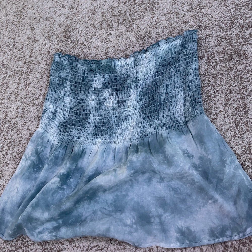 Blue strapless EARTHBOUND crop